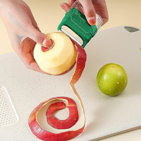 Decojitor/Curatator manual de legume si fructe, , portabil, cu magnet, doua lame, Inox, Verde, 6.7x6x1.6 cm [4]