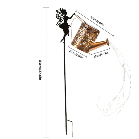 Decor Ornament pentru Gradina, , Decoratiune pentru Gradina, Model Zana cu Stropitoare, Lumini LED Alb Cald, Inaltime 63 cm, Negru [3]