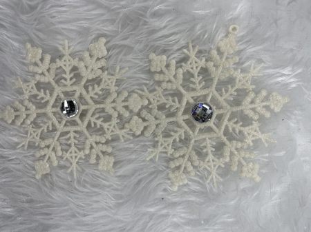 Decoratiune brad fulg de zapada cu cristal, set 2 bucati, 12cm, alb [8]