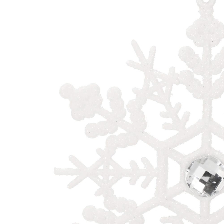 Decoratiune brad fulg de zapada cu cristal, set 2 bucati, 12cm, alb [5]