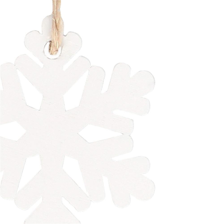 Decoratiune brad fulg de zapada din lemn, set 6 bucati, 4cm, alb [7]