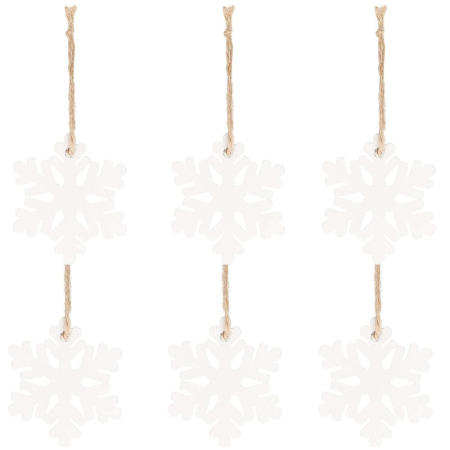 Decoratiune brad fulg de zapada din lemn, set 6 bucati, 4cm, alb [4]