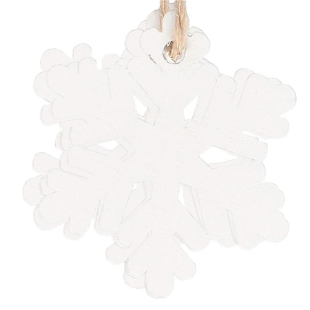 Decoratiune brad fulg de zapada din lemn, set 6 bucati, 4cm, alb [5]