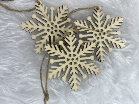 Decoratiune brad fulg de zapada din lemn, set 6 bucati, maro [11]
