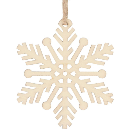 Accesorii Brad - Decoratiune brad fulg de zapada din lemn, set 6 bucati, maro