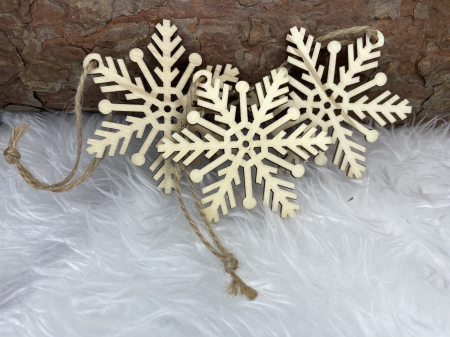 Decoratiune brad fulg de zapada din lemn, set 6 bucati, maro [12]