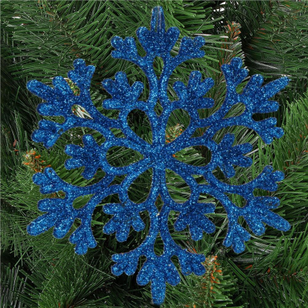 Decoratiune brad fulg de zapada, set 12 bucati, 10cm, albastru [10]