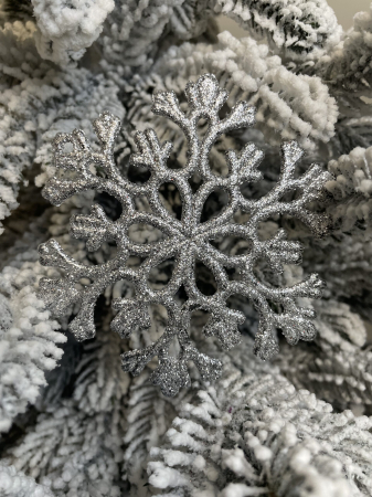 Decoratiune brad fulg de zapada, set 12 bucati, 10cm, argintiu [22]