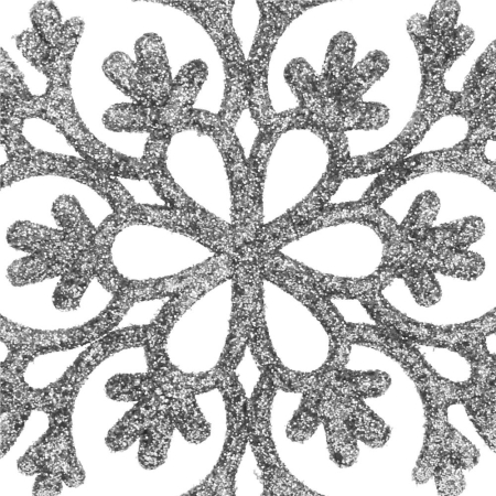 Decoratiune brad fulg de zapada, set 12 bucati, 10cm, argintiu [6]
