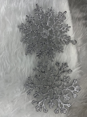 Decoratiune brad fulg de zapada, set 12 bucati, 10cm, argintiu [14]