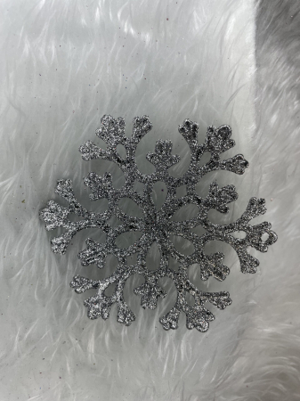Decoratiune brad fulg de zapada, set 12 bucati, 10cm, argintiu [15]