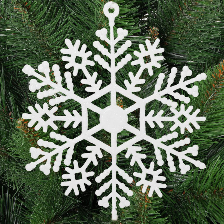 Decoratiune brad fulg de zapada, set 12 bucati, 9-10cm, alb [11]