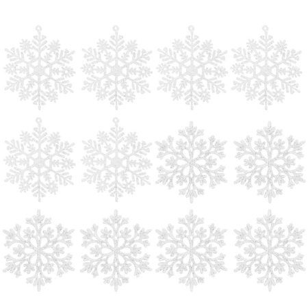 Decoratiune brad fulg de zapada, set 12 bucati, 9-10cm, alb [15]