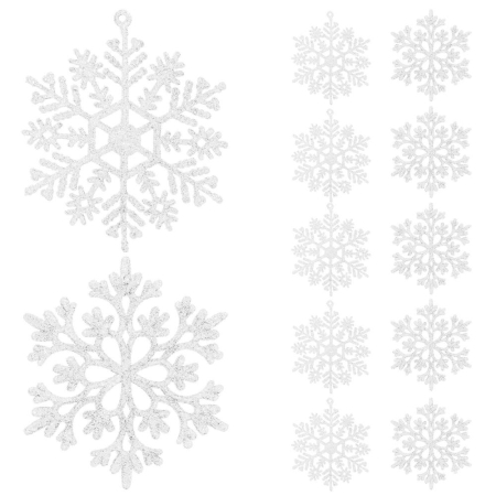 Decoratiune brad fulg de zapada, set 12 bucati, 9-10cm, alb [17]