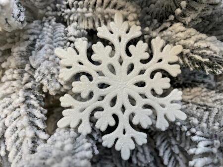 Decoratiune brad fulg de zapada, set 12 bucati, 9-10cm, alb [23]