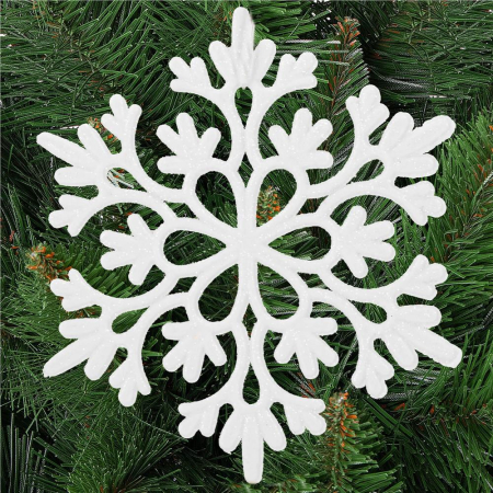 Decoratiune brad fulg de zapada, set 12 bucati, 9-10cm, alb [12]
