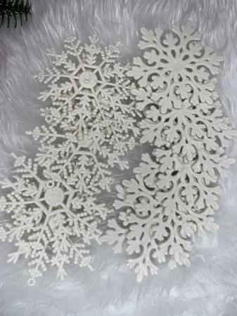 Decoratiune brad fulg de zapada, set 12 bucati, 9-10cm, alb [18]
