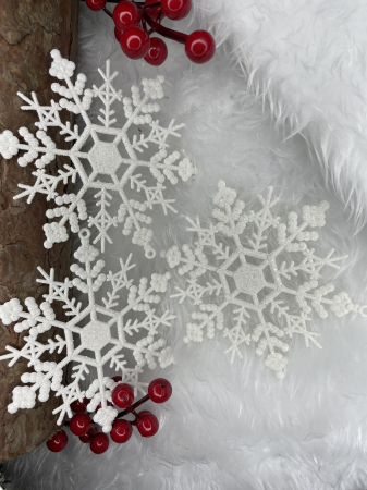 Decoratiune brad fulg de zapada, set 3 bucati, 12cm, alb [10]