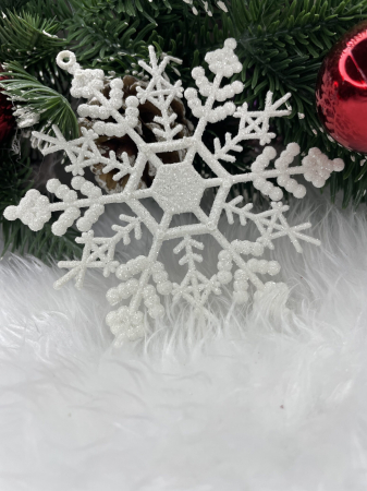 Decoratiune brad fulg de zapada, set 3 bucati, 12cm, alb [9]