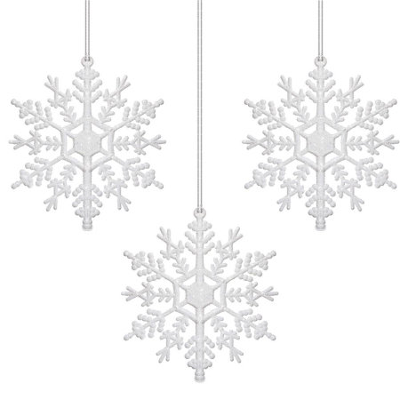 Decoratiune brad fulg de zapada, set 3 bucati, 12cm, alb [6]