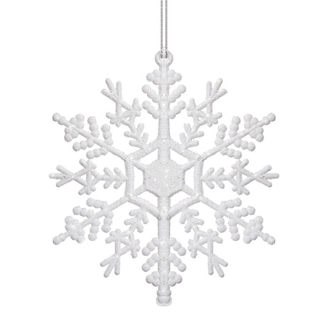 Accesorii Brad - Decoratiune brad fulg de zapada, set 3 bucati, 12cm, alb