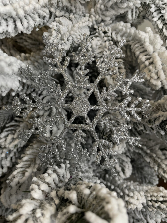 Decoratiune brad fulg de zapada, set 3 bucati, 12cm, argintiu [15]