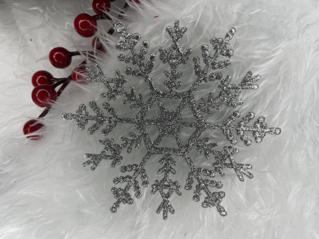 Decoratiune brad fulg de zapada, set 3 bucati, 12cm, argintiu [14]