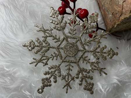 Decoratiune brad fulg de zapada, set 3 bucati, 12cm, auriu [15]