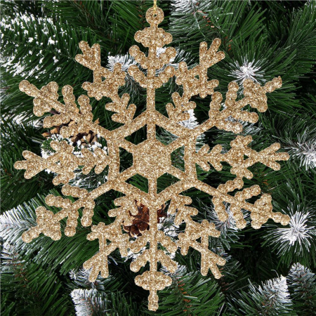 Decoratiune brad fulg de zapada, set 3 bucati, 12cm, auriu [6]