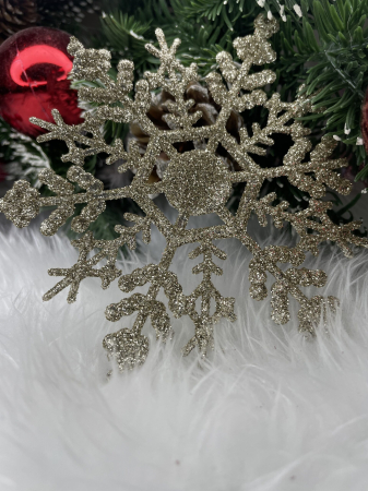 Decoratiune brad fulg de zapada, set 3 bucati, 12cm, auriu [12]