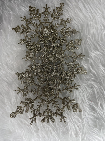 Decoratiune brad fulg de zapada, set 3 bucati, 12cm, auriu [10]