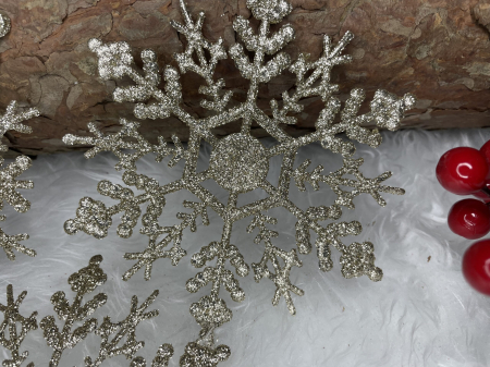 Decoratiune brad fulg de zapada, set 3 bucati, 12cm, auriu [14]