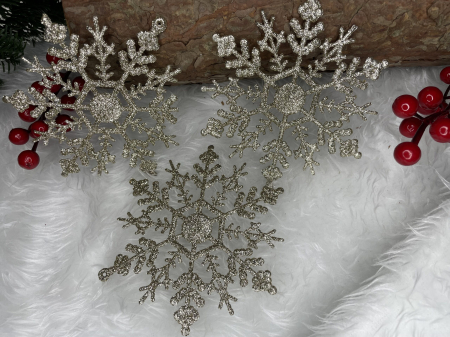 Decoratiune brad fulg de zapada, set 3 bucati, 12cm, auriu [13]