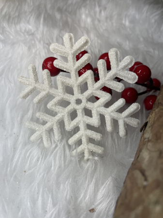 Decoratiune brad fulg de zapada, set 3 bucati, 8cm, alb [11]