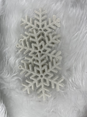 Decoratiune brad fulg de zapada, set 3 bucati, 8cm, alb [8]