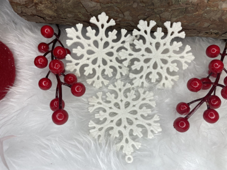 Decoratiune brad fulg de zapada, set 8 bucati, 8cm, alb [15]