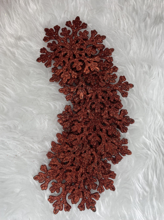 Decoratiune brad fulg de zapada, set 8 bucati, 8cm, rosu [6]