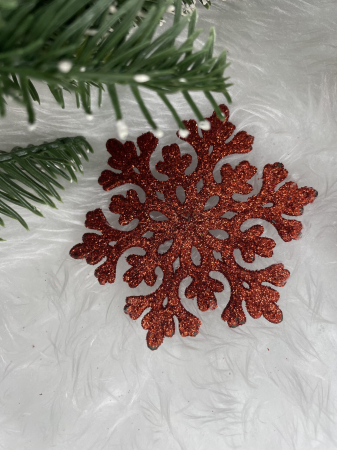 Decoratiune brad fulg de zapada, set 8 bucati, 8cm, rosu [8]