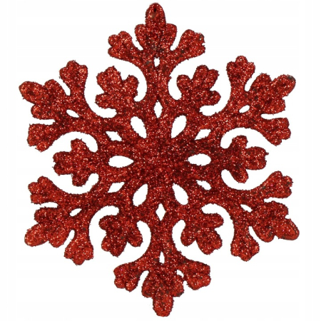 Accesorii Brad - Decoratiune brad fulg de zapada, set 8 bucati, 8cm, rosu