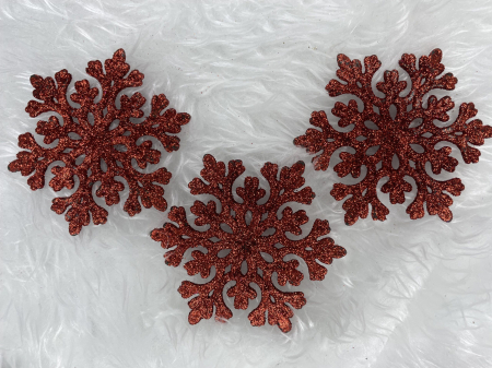 Decoratiune brad fulg de zapada, set 8 bucati, 8cm, rosu [9]