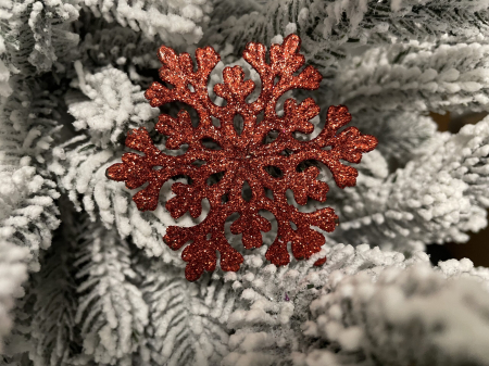 Decoratiune brad fulg de zapada, set 8 bucati, 8cm, rosu [10]