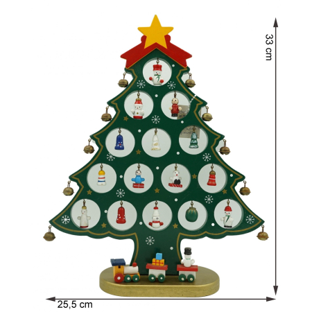 Decoratiune Craciun, Brad, Verde, 15 cavitati cu ornamente, 25.5 cm x 33 cm, Lemn,  [5]