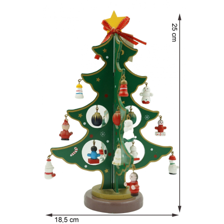 Decoratiune Craciun, Brad, Verde, 8 cavitati cu ornamente, 18.5 cm x 25 cm, Lemn,  [5]