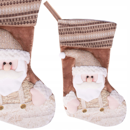 Decoratiune Craciun, soseta pentru cadouri cu Mos Craciun 45cm, maro [3]