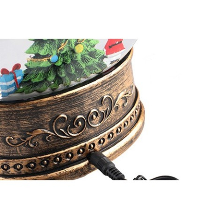 Decoratiune Craciun, Tip Felinar, Figurine Mos Craciun cu Cadouri, 3 Moduri, Functie Muzicala, Zapada in Miscare, Functioneaza Cu Baterii ( 3 x AA neincluse), Cablu USB (Inclus), Model Vintage Negru - Auriu, 13 x 8 x 21 cm, Alb Cald [7]