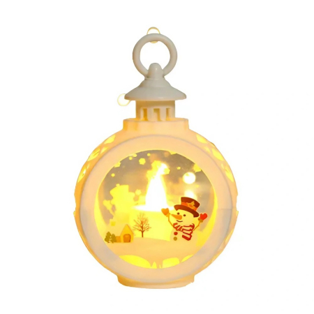 ✨TOATE PRODUSELE✨ - Decoratiune Craciun tip Felinare cu baterii, 13.5 x 9 cm,Lumanare cu geam si inscriptie om de zapada,lumina alb cald,baterii incluse,Alb
