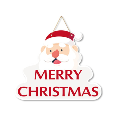 ✨TOATE PRODUSELE✨ - Decoratiune de Craciun, , de Agatat, pentru Usa, Perete sau Brad, Sfoara Inclusa, 26.2 x 32.5 cm, din Hartie 350g, Model Mos Craciun, Alb/Rosu