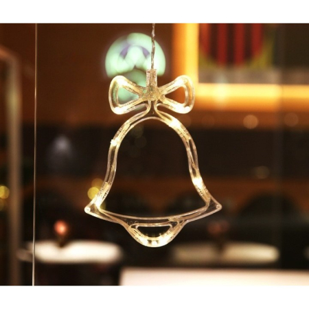 Decoratiune de Craciun Luminoasa in forma de Clopotel 15x18 cm, cu Ventuza, Alb Cald,  [1]