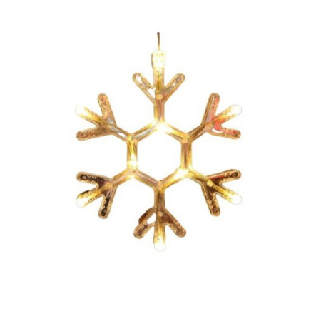 Decoratiuni Luminoase - Decoratiune de Craciun Luminoasa in forma de Fulg, 19x19 cm, cu Ventuza, Alb Cald, 