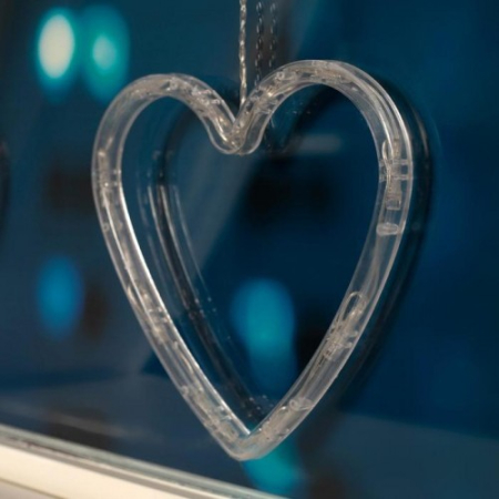 Decoratiune de Craciun Luminoasa in forma de Inima, 13x16.5 cm, cu Ventuza, Alb Cald,  [2]